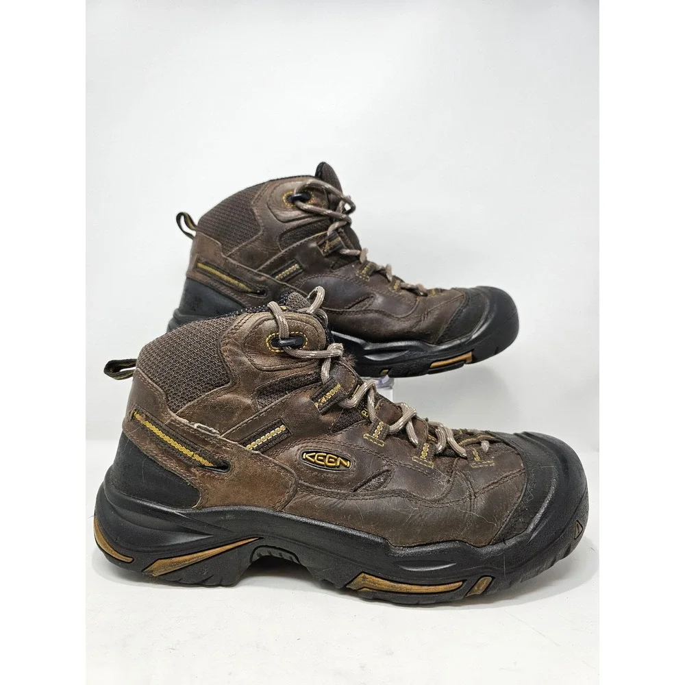 KEEN Men's Waterproof Hiking Boots Brown Leather Mid Ankle Size 11‎